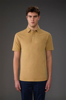 Men's short-sleeved polo shirt in cotton piquÃƒÂ© Ochre Yellow