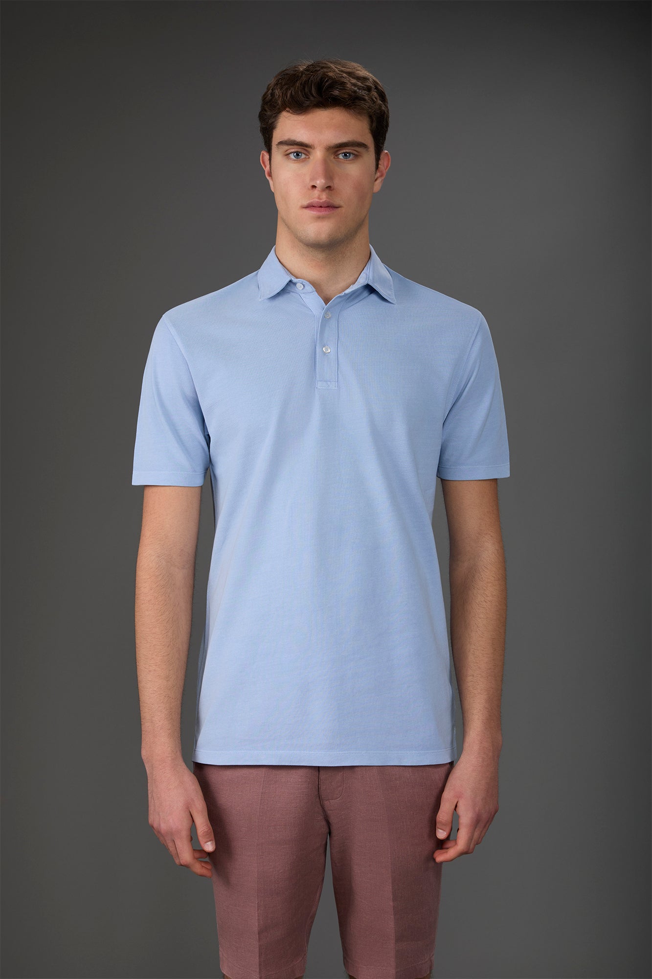 Men's short-sleeved polo shirt in cotton piquÃƒÂ© Lt Sky