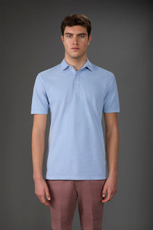 Men's short-sleeved polo shirt in cotton piquÃƒÂ© Lt Sky