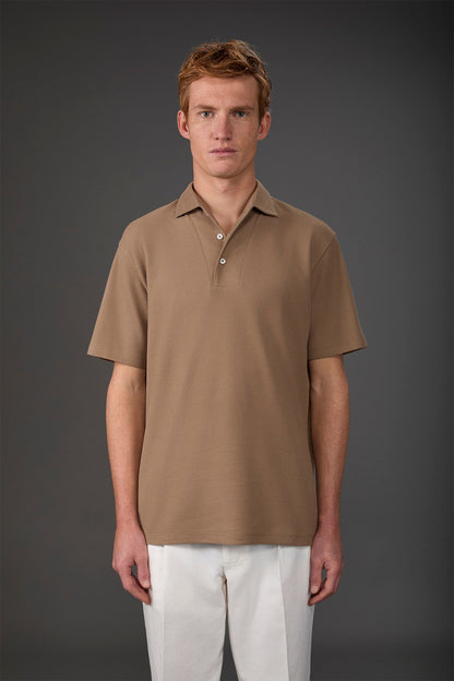 Men's short-sleeved polo shirt in honeycomb pure cotton
