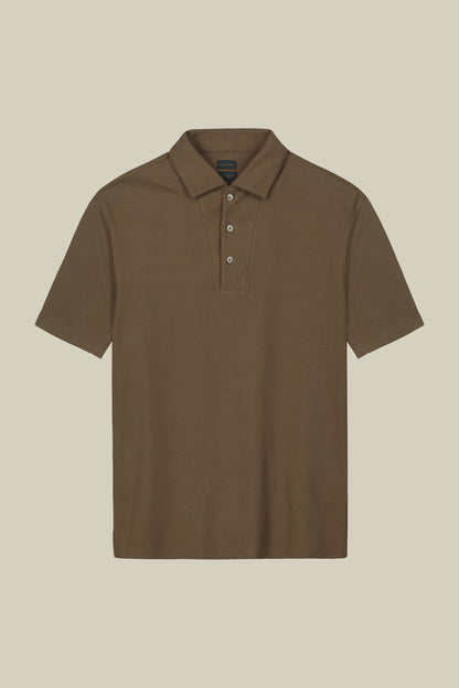 Men's short-sleeved polo shirt in honeycomb pure cotton