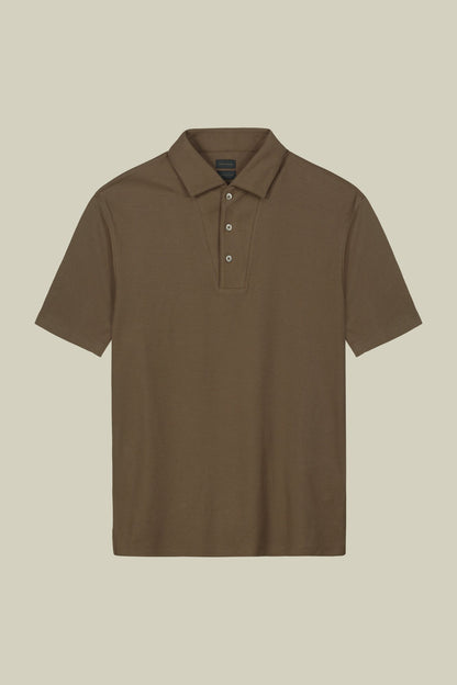 Men's short-sleeved polo shirt in honeycomb pure cotton