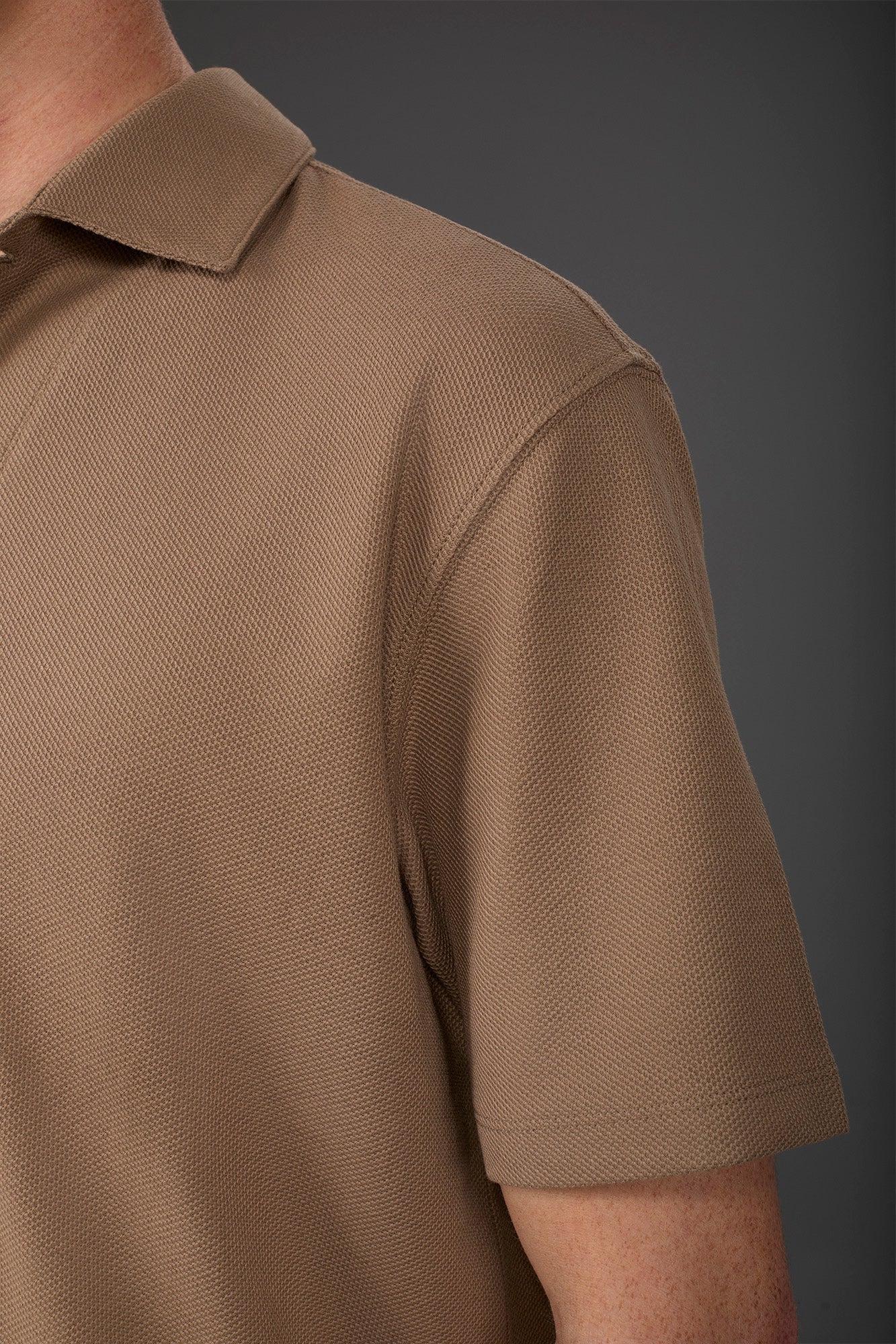 Men's short-sleeved polo shirt in honeycomb pure cotton