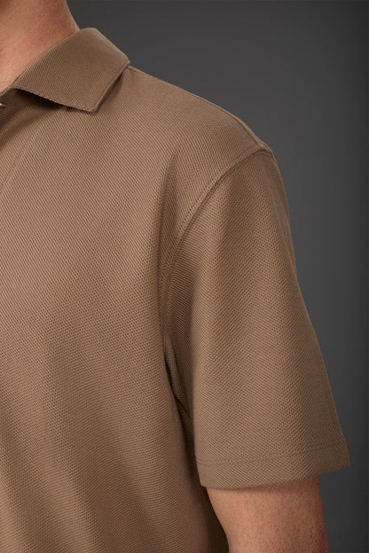 Men's short-sleeved polo shirt in honeycomb pure cotton