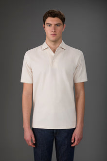 Men's short-sleeved polo shirt in honeycomb pure cotton