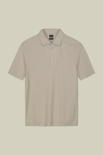 Men's short-sleeved polo shirt in honeycomb pure cotton