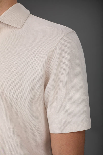 Men's short-sleeved polo shirt in honeycomb pure cotton
