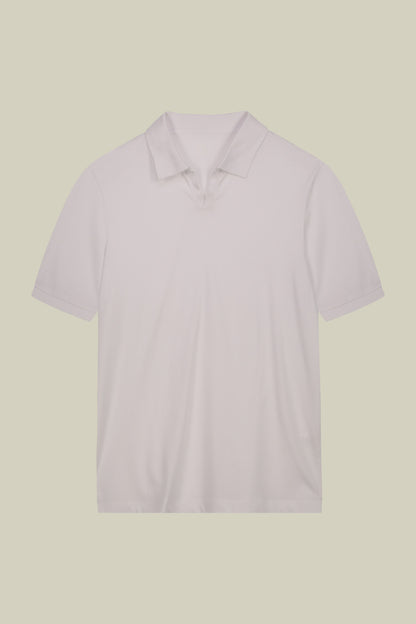 Men's short-sleeved organic cotton polo shirt with derby collar