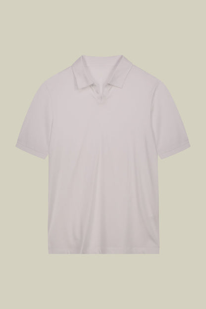 Men's short-sleeved organic cotton polo shirt with derby collar