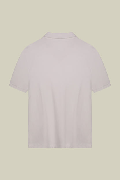 Men's short-sleeved organic cotton polo shirt with derby collar