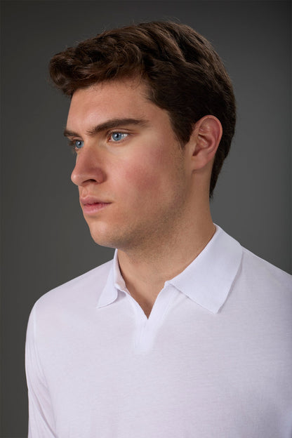 Men's short-sleeved organic cotton polo shirt with derby collar