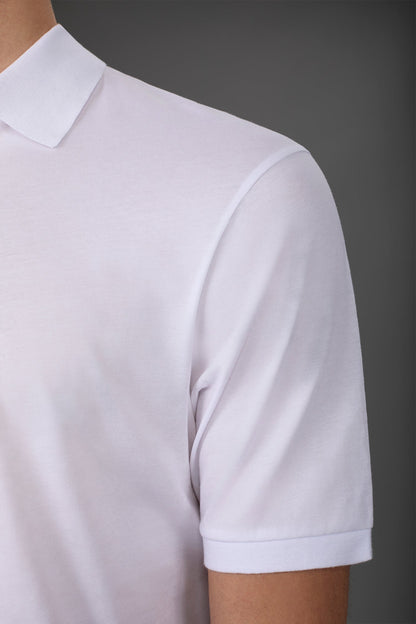 Men's short-sleeved organic cotton polo shirt with derby collar