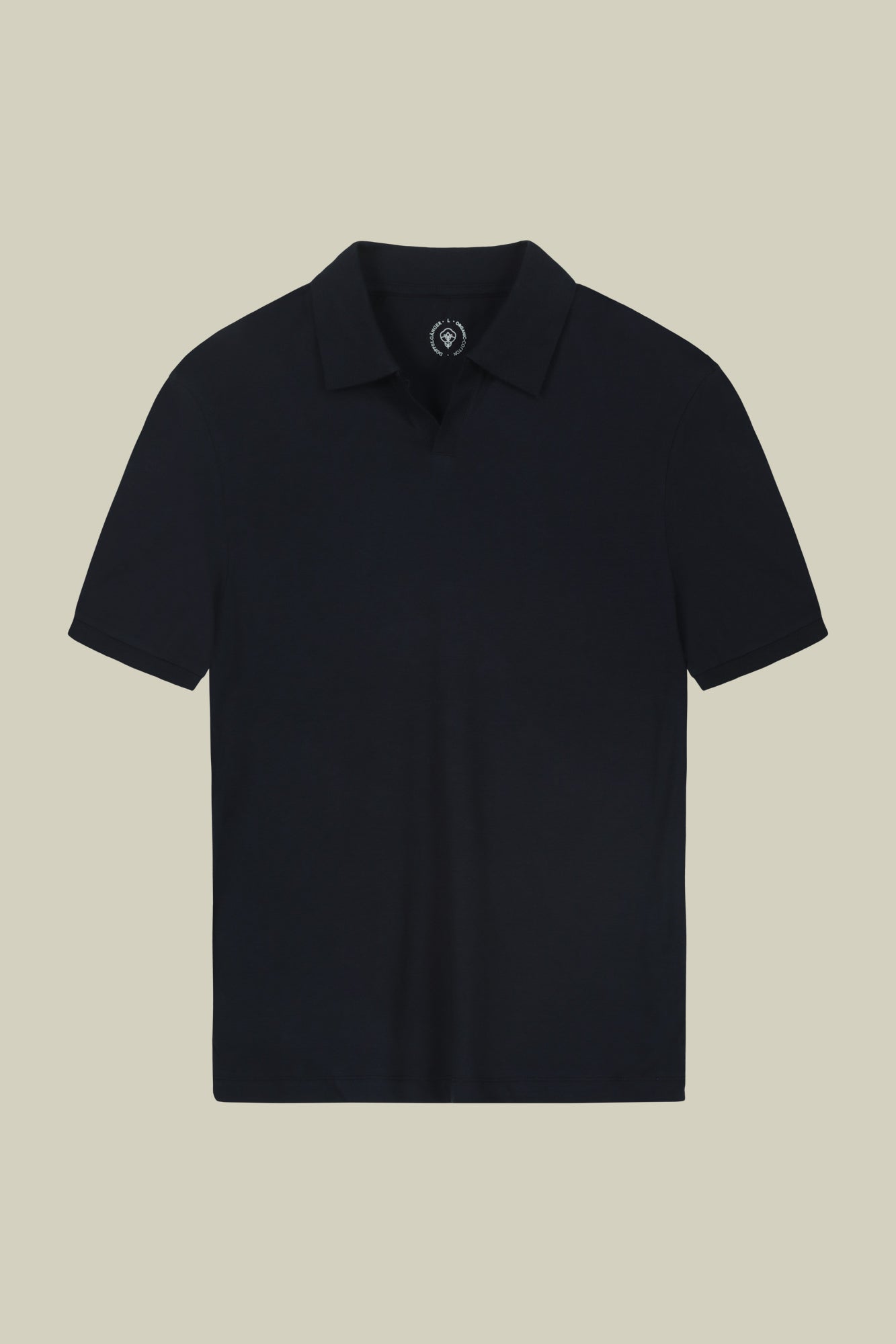 Men's short-sleeved organic cotton polo shirt with derby collar
