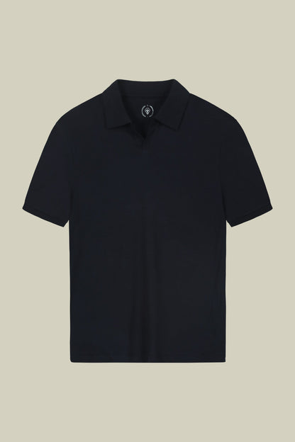 Men's short-sleeved organic cotton polo shirt with derby collar