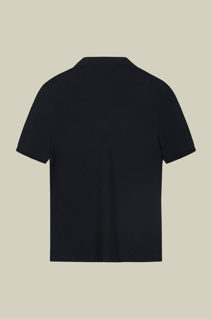 Men's short-sleeved organic cotton polo shirt with derby collar