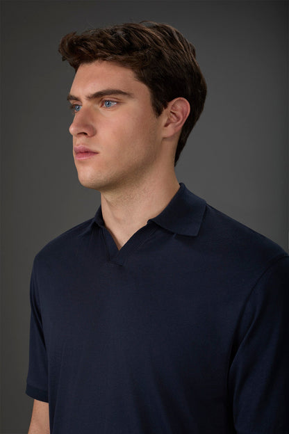 Men's short-sleeved organic cotton polo shirt with derby collar