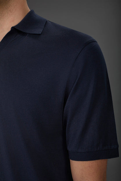 Men's short-sleeved organic cotton polo shirt with derby collar