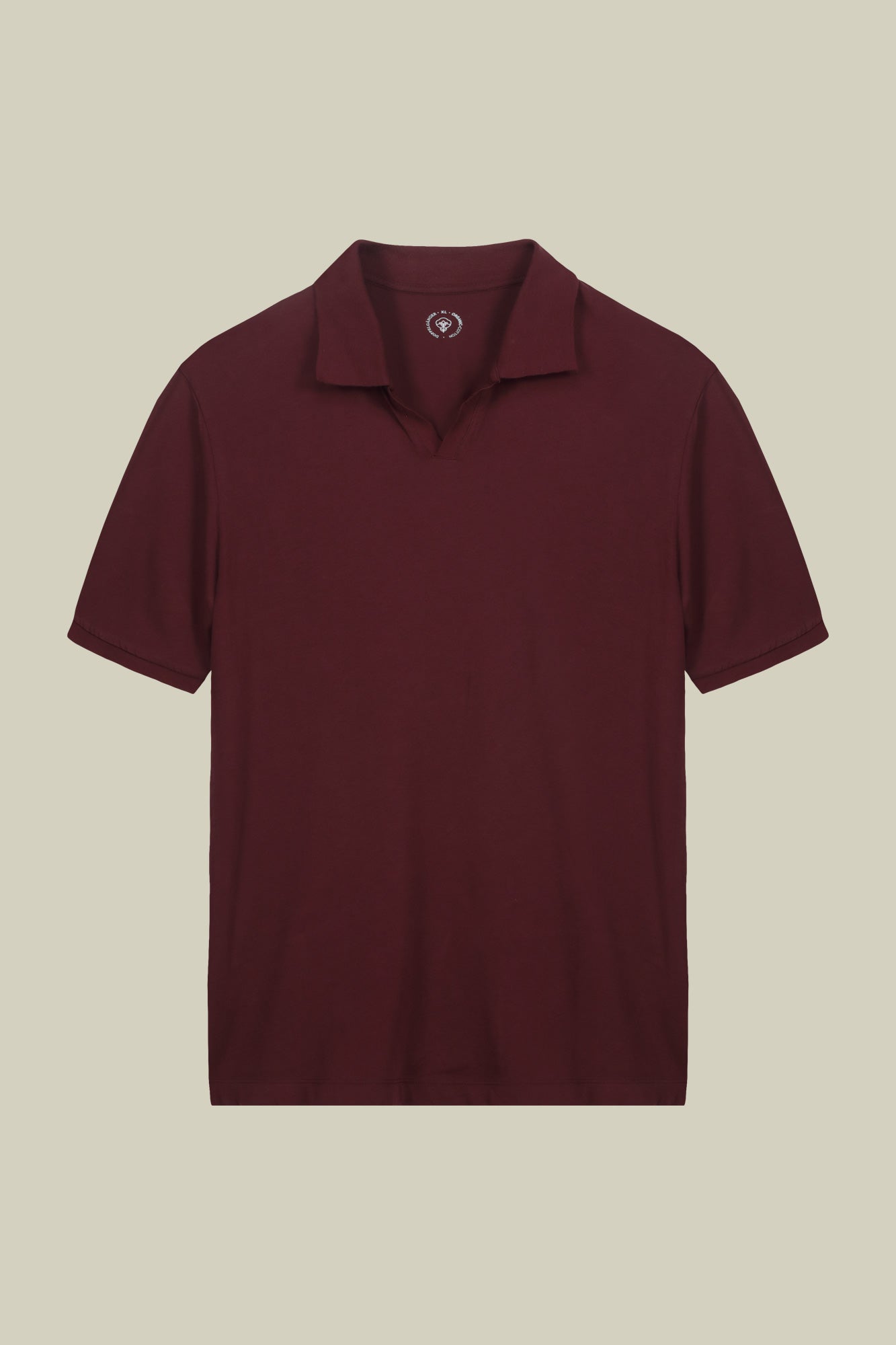 Men's short-sleeved organic cotton polo shirt with derby collar