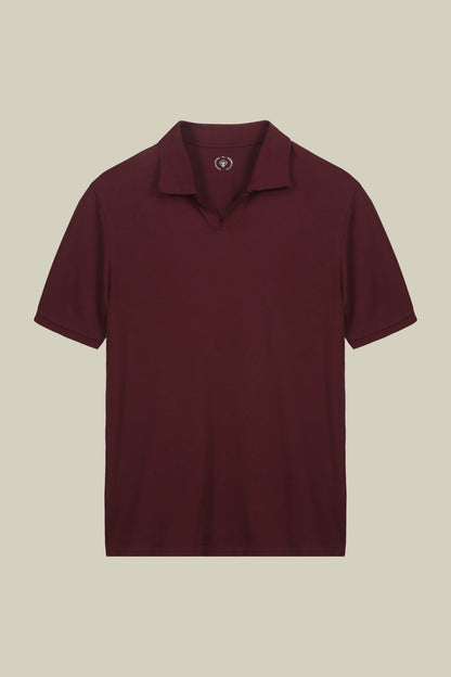 Men's short-sleeved organic cotton polo shirt with derby collar
