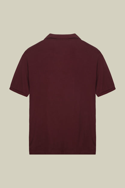 Men's short-sleeved organic cotton polo shirt with derby collar