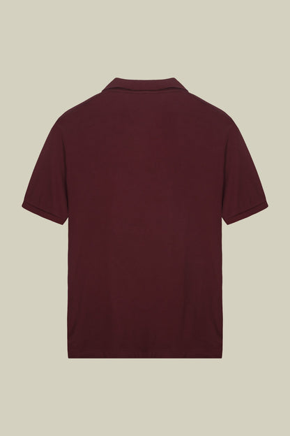 Men's short-sleeved organic cotton polo shirt with derby collar