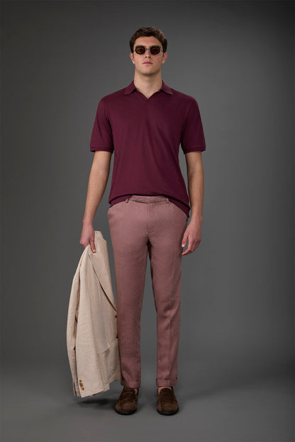 Men's short-sleeved organic cotton polo shirt with derby collar