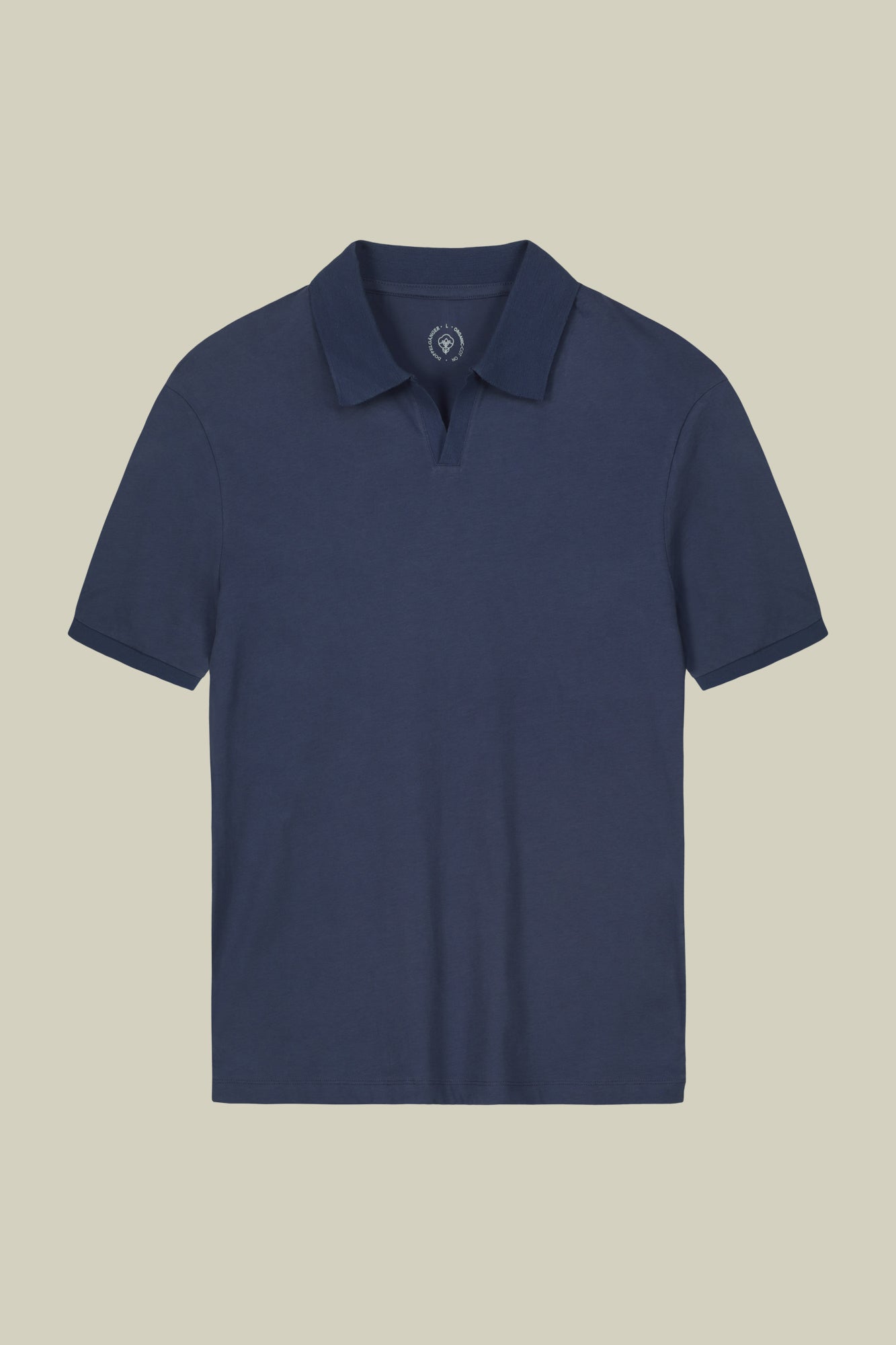 Men's short-sleeved organic cotton polo shirt with derby collar