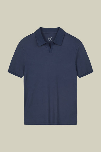 Men's short-sleeved organic cotton polo shirt with derby collar