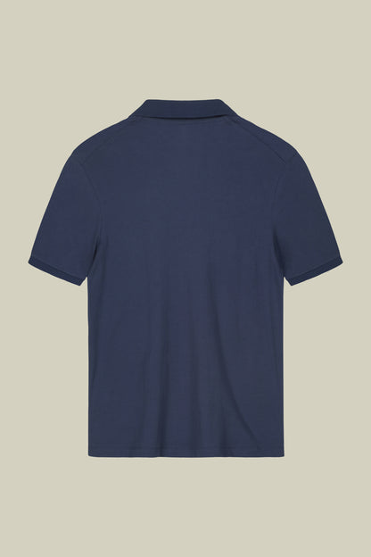 Men's short-sleeved organic cotton polo shirt with derby collar