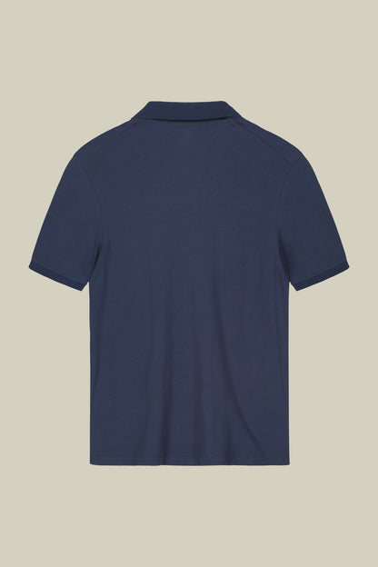 Men's short-sleeved organic cotton polo shirt with derby collar