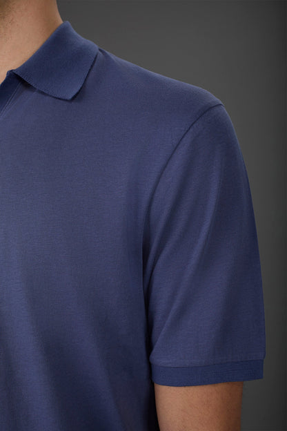 Men's short-sleeved organic cotton polo shirt with derby collar