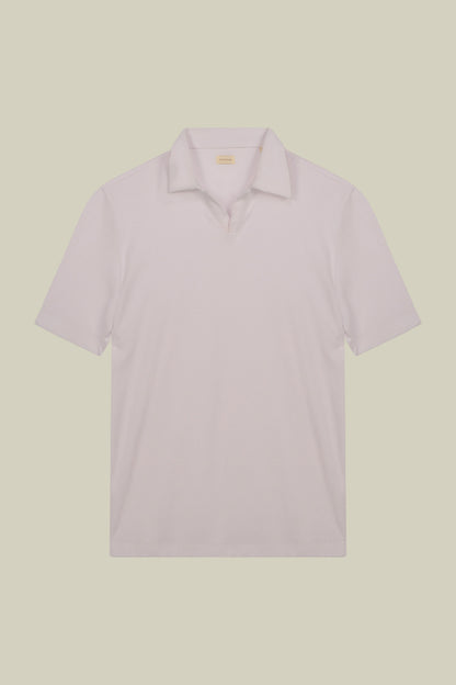 Men's short-sleeved polo shirt in a sponge fabric with derby collar