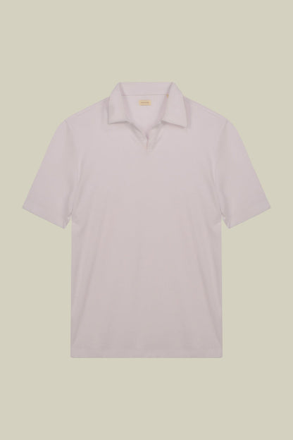 Men's short-sleeved polo shirt in a sponge fabric with derby collar