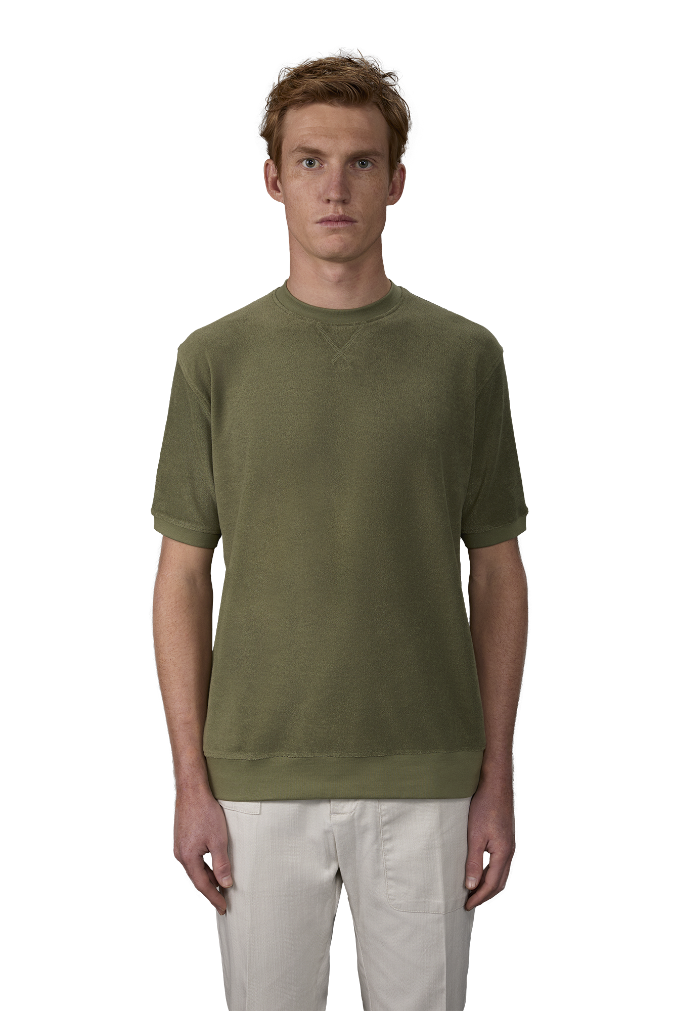 Men's short-sleeved polo shirt in a sponge fabric with derby collar