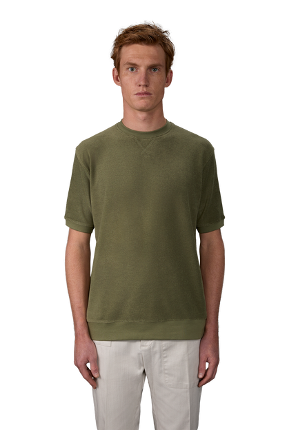 Men's short-sleeved polo shirt in a sponge fabric with derby collar