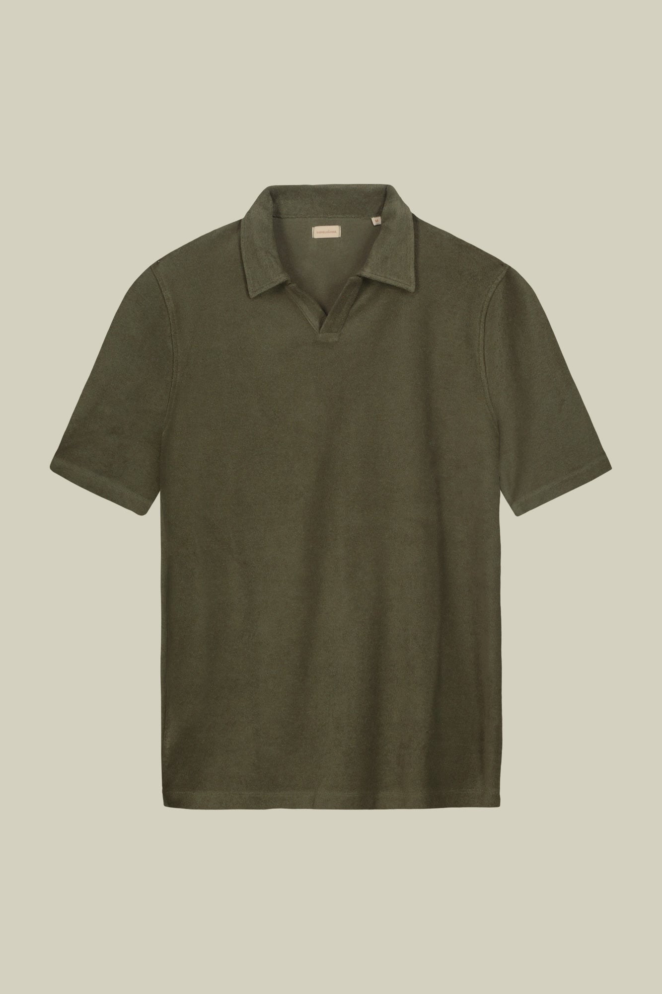 Men's short-sleeved polo shirt in a sponge fabric with derby collar