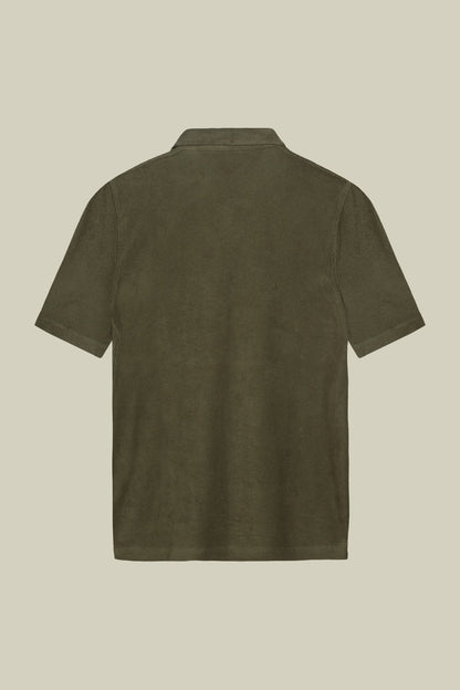 Men's short-sleeved polo shirt in a sponge fabric with derby collar