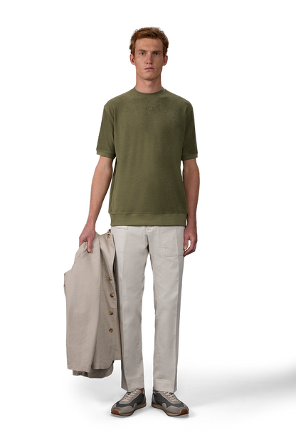 Men's short-sleeved polo shirt in a sponge fabric with derby collar Sage Green