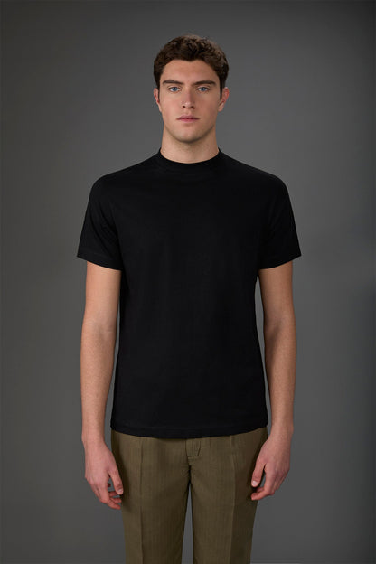 Men's short-sleeved jersey T-shirt with collar 100% cotton Black