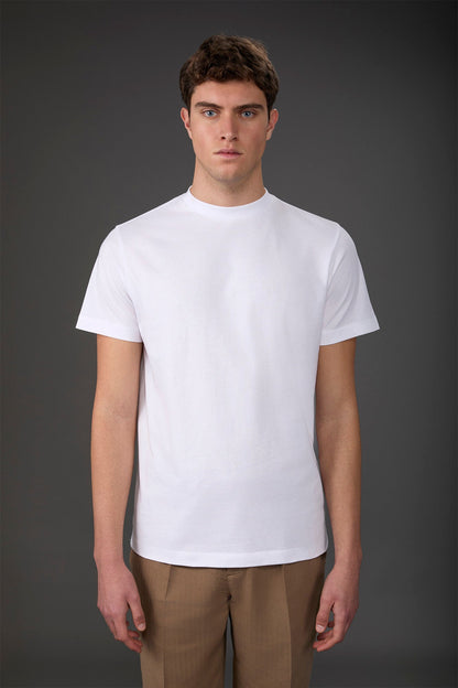 Men's short-sleeved jersey T-shirt with collar 100% cotton White
