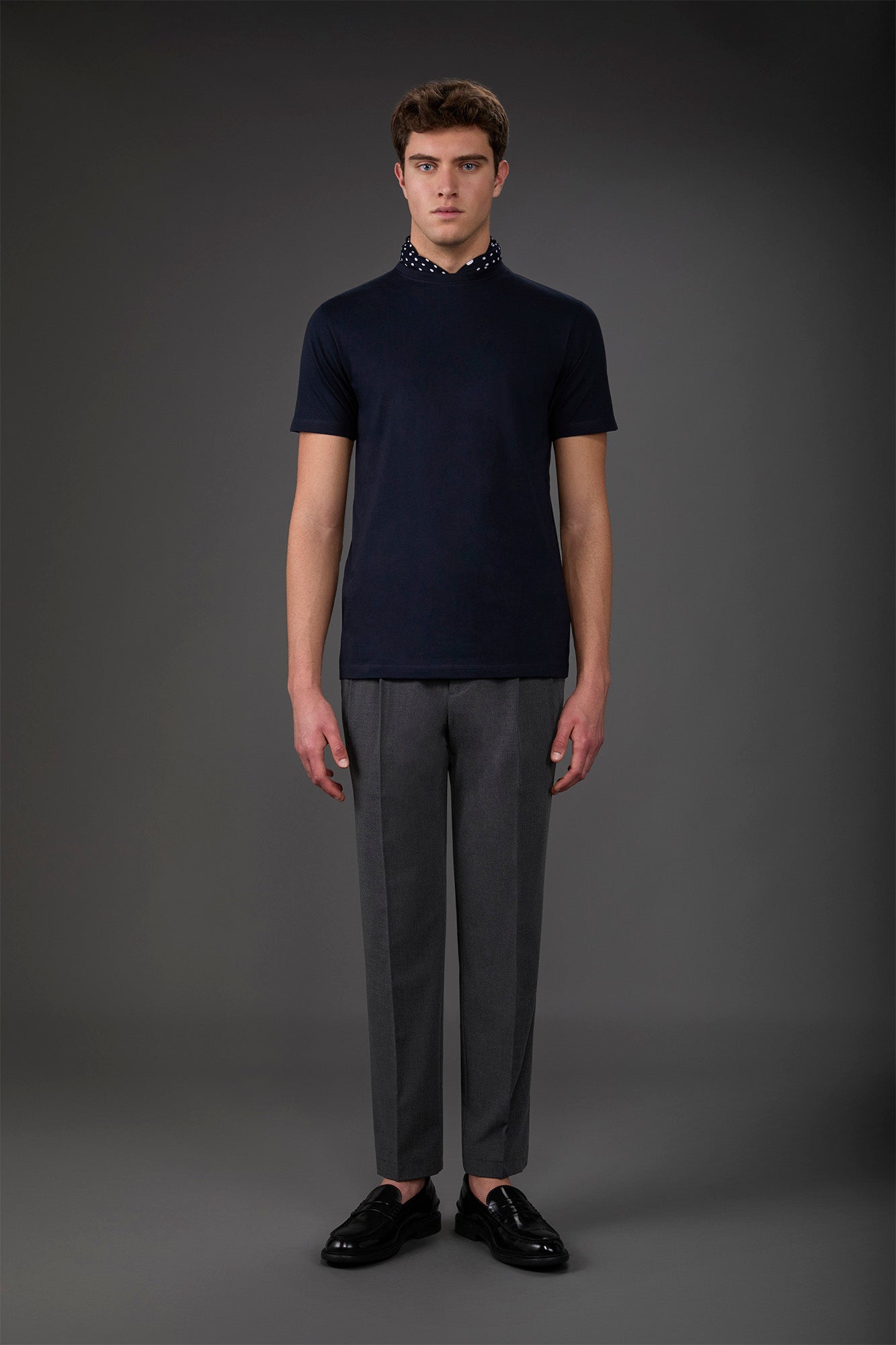 Men's short-sleeved jersey T-shirt with collar 100% cotton