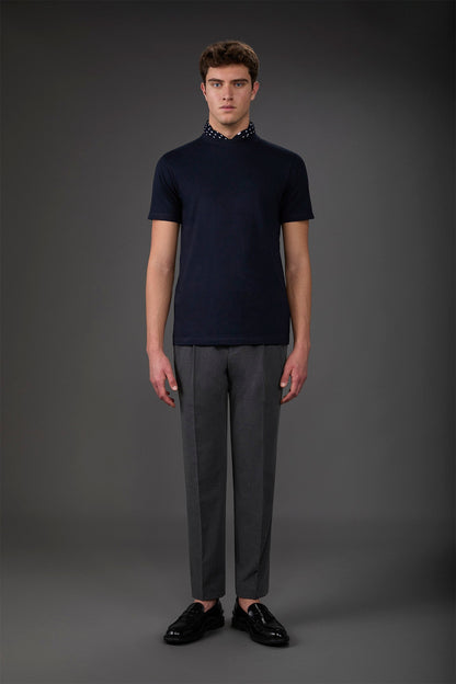 Men's short-sleeved jersey T-shirt with collar 100% cotton