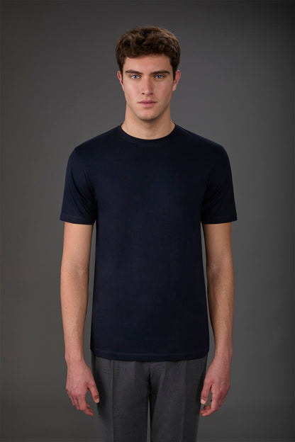 Men's short-sleeved jersey T-shirt with collar 100% cotton Dk Blue