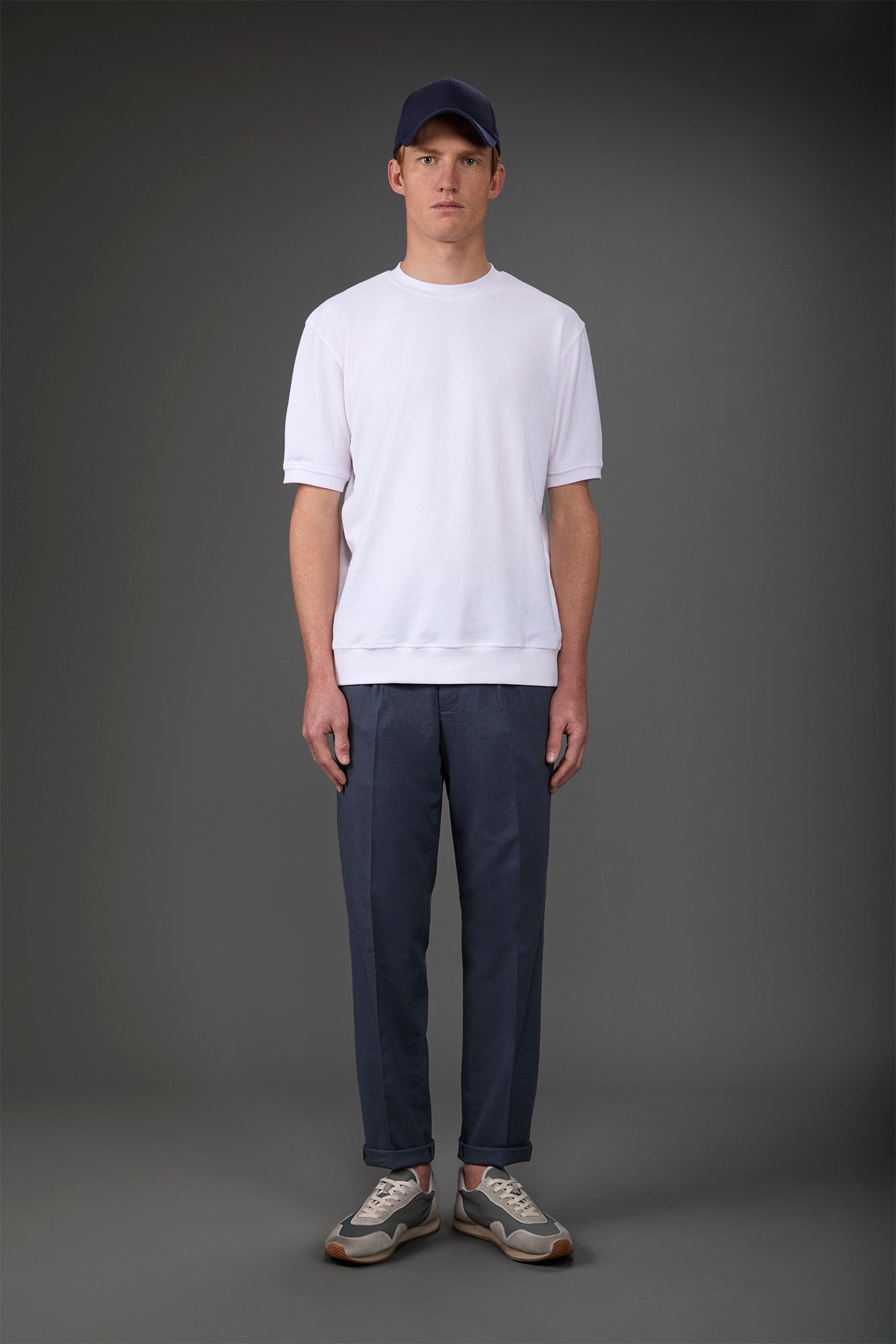 Men's crew neck short sleeve cotton terry T-shirt