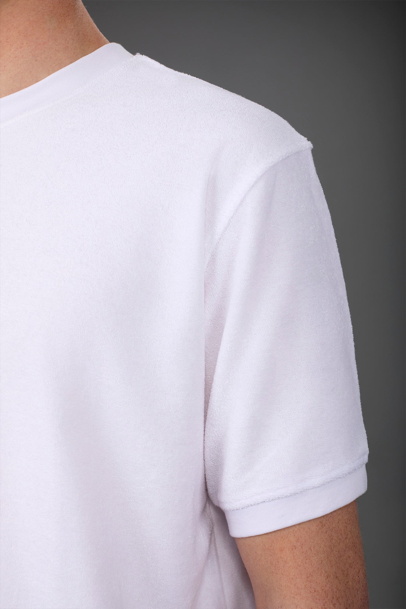 Men's crew neck short sleeve cotton terry T-shirt