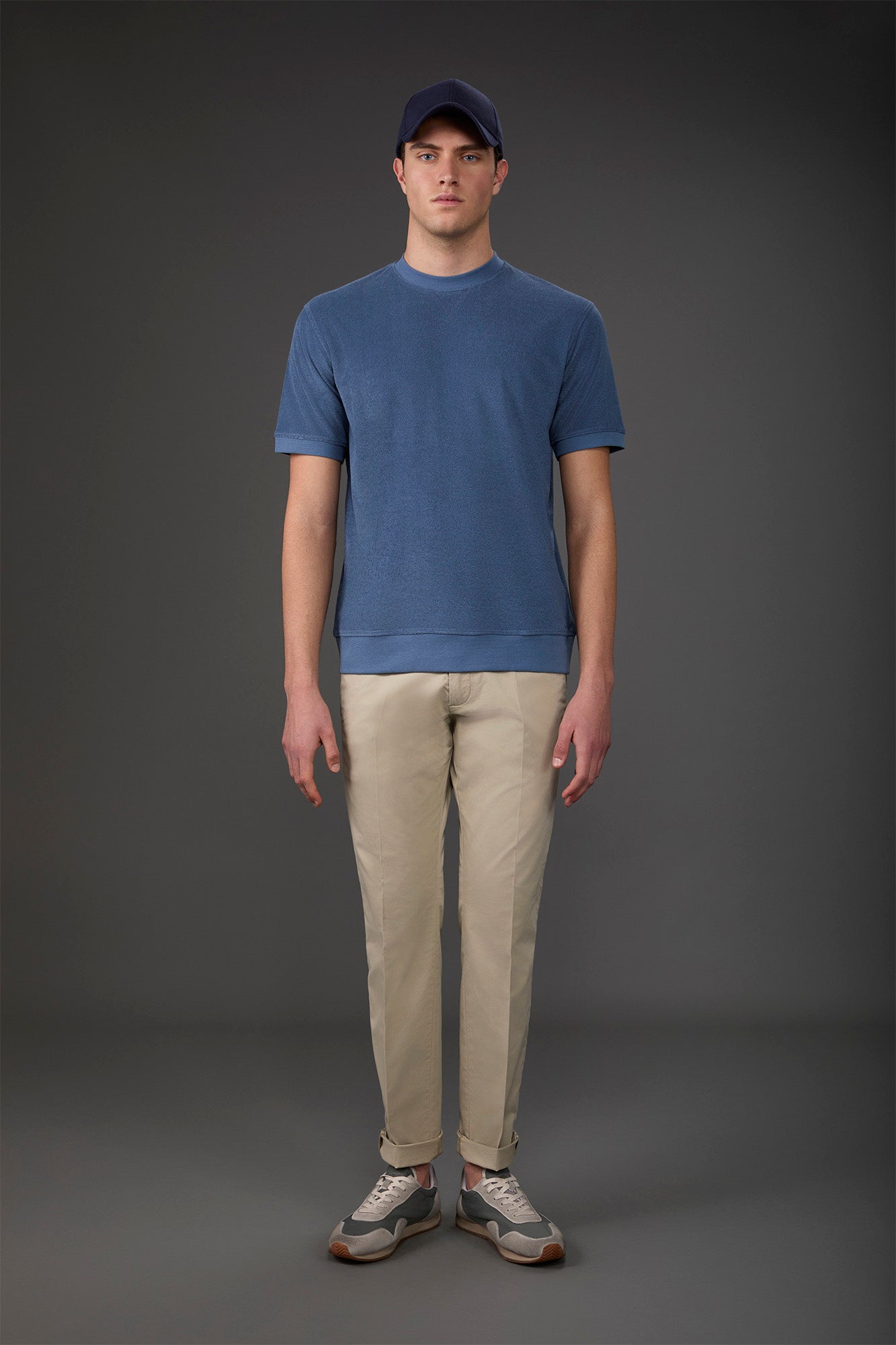 Men's crew neck short sleeve cotton terry T-shirt