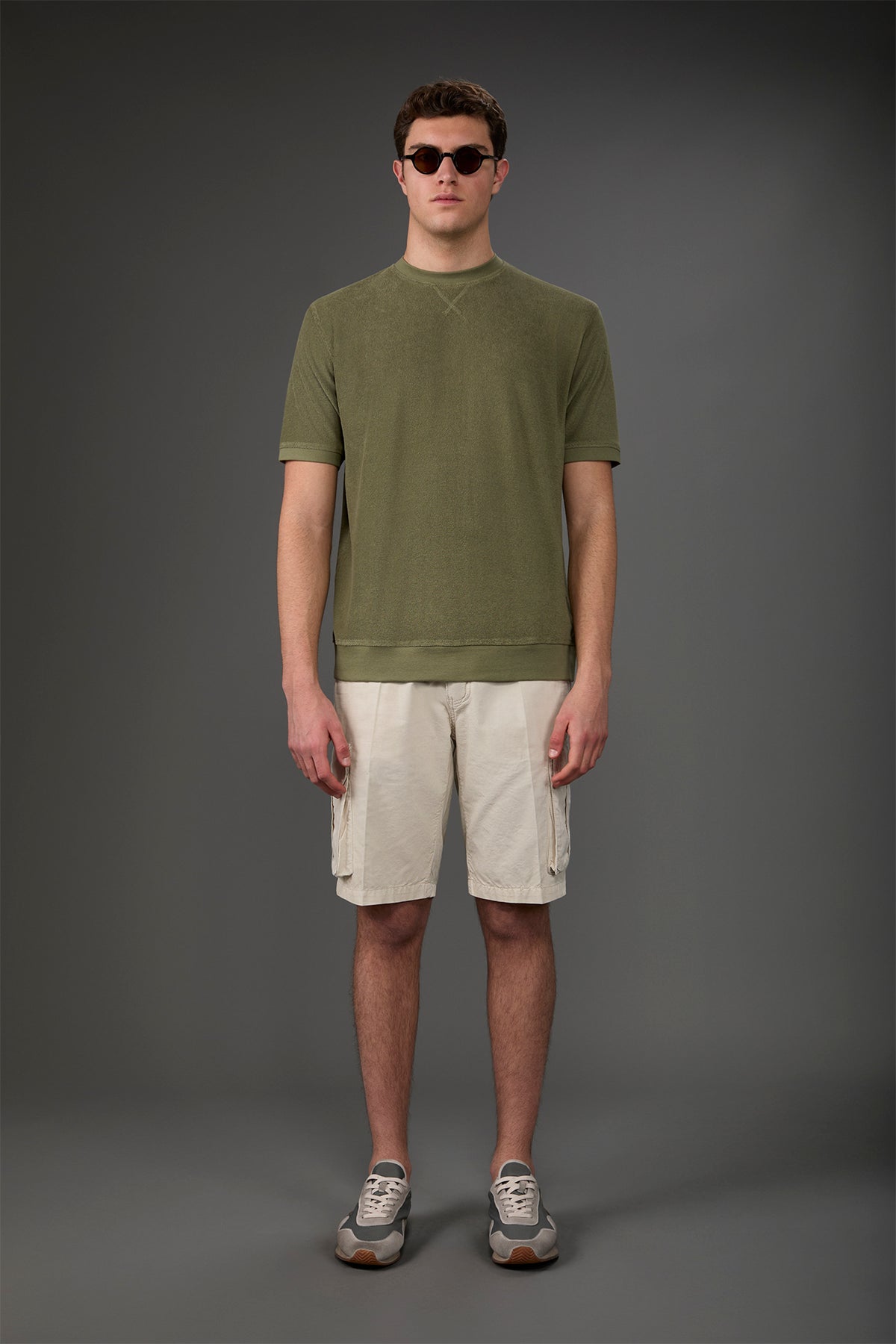 Men's crew neck short sleeve cotton terry T-shirt