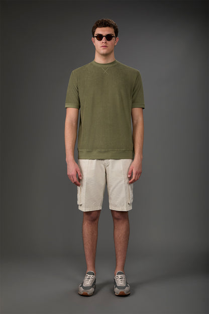 Men's crew neck short sleeve cotton terry T-shirt
