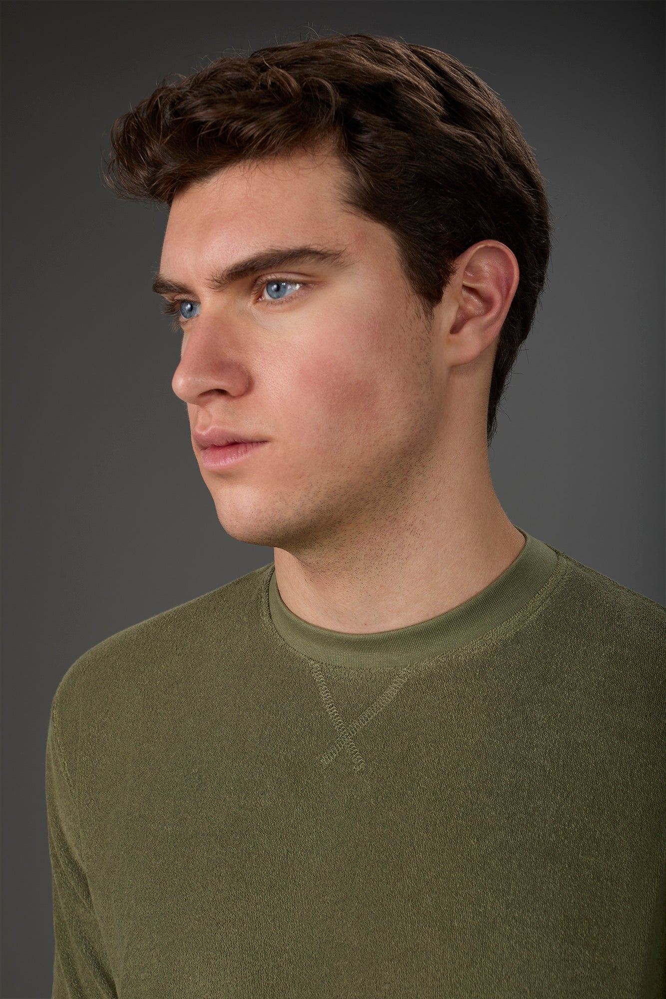 Men's crew neck short sleeve cotton terry T-shirt