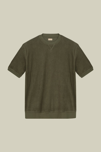 Men's crew neck short sleeve cotton terry T-shirt
